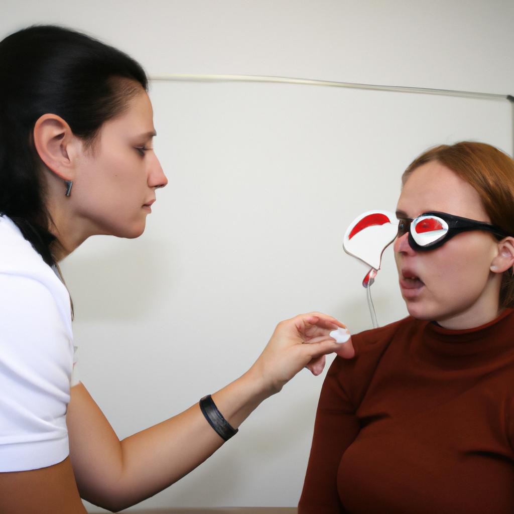 Person receiving speech therapy treatment