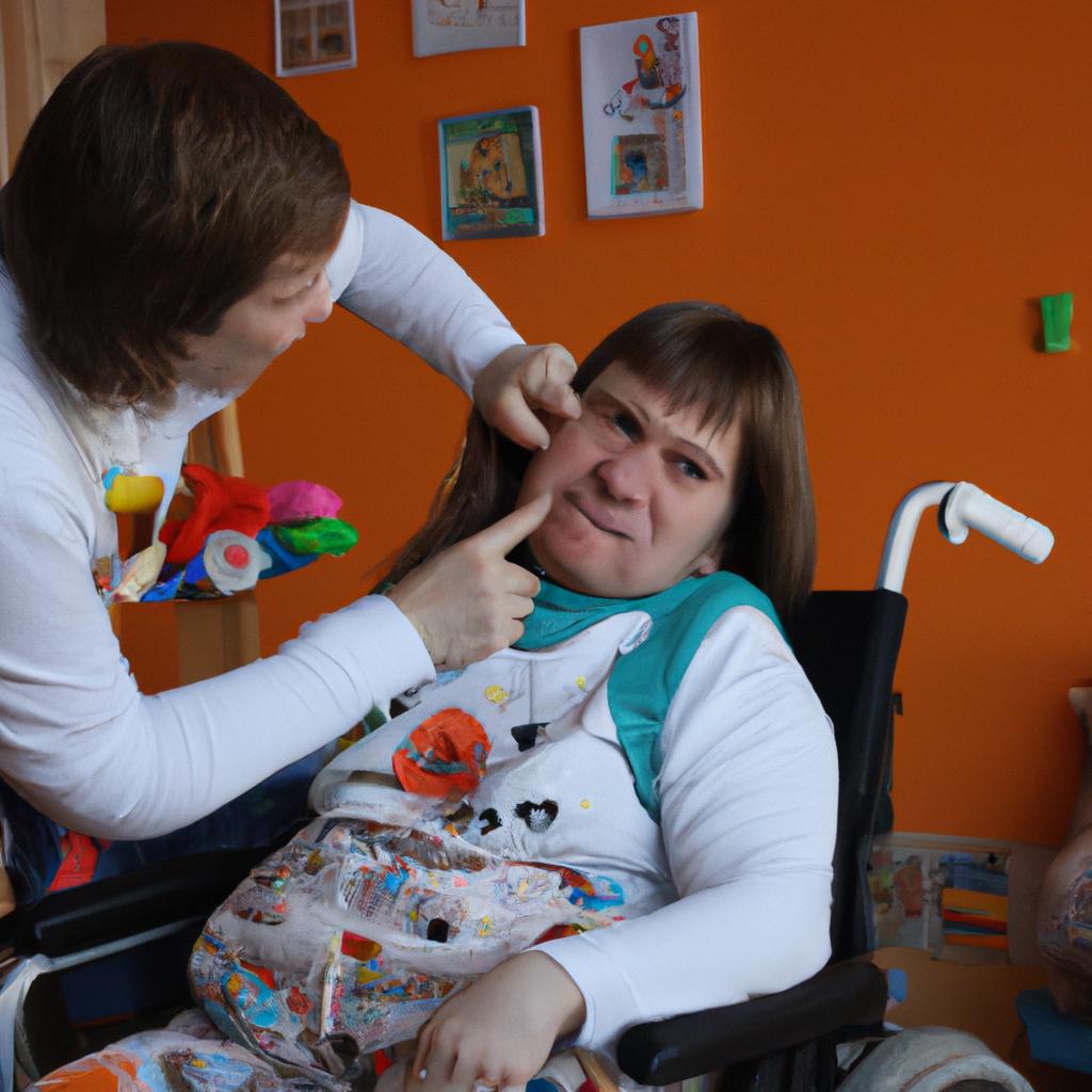 Person receiving therapy for Down Syndrome